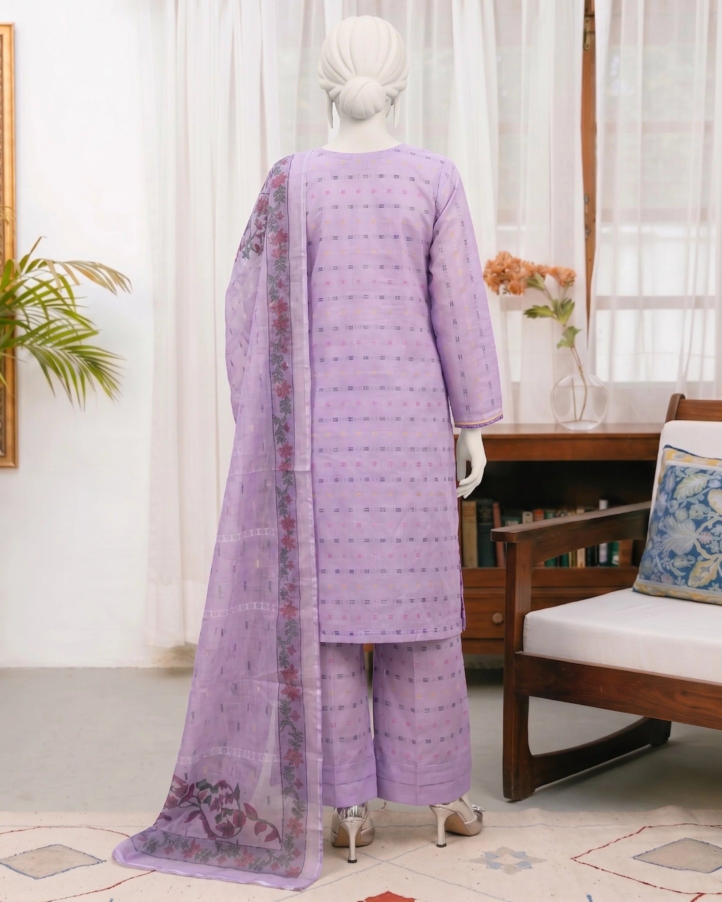 Elegant Lilac Embroidered 3-Piece Stitched Suit  Ready to Wear